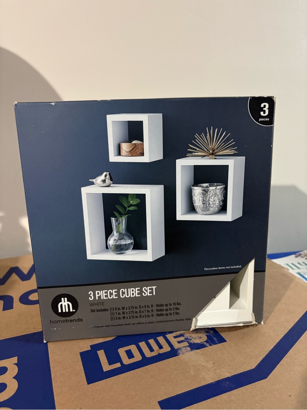 Hometrends White 3-Piece Cube Wall Shelves - Floating Display Set